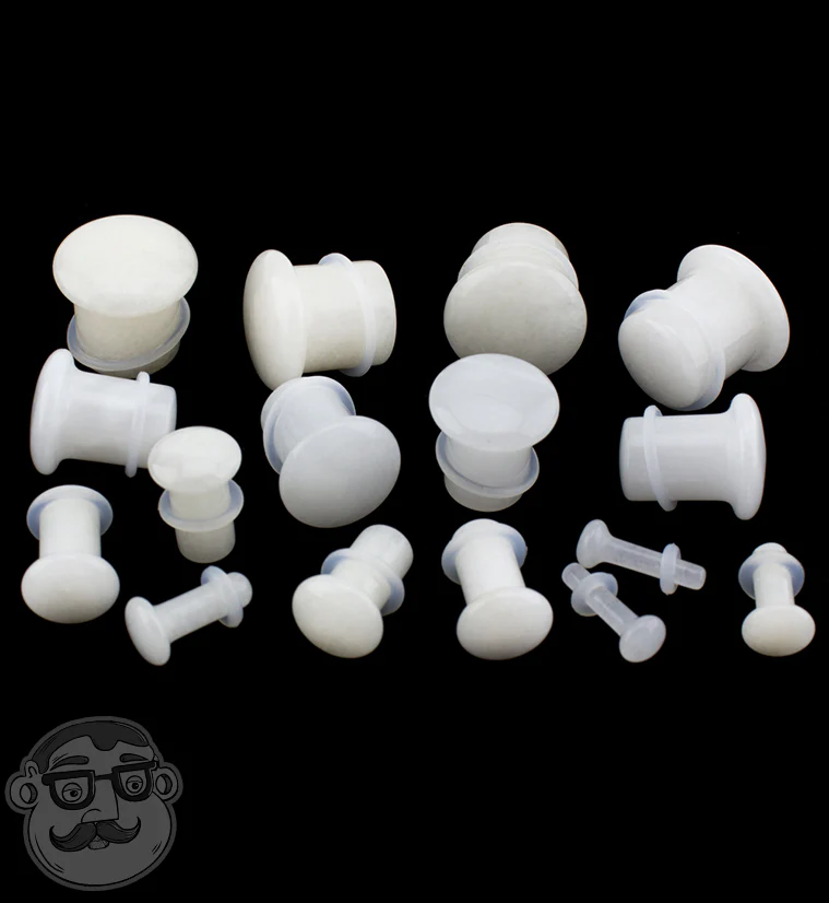 White Quartz Stone Plugs - Single Flare - Image 3