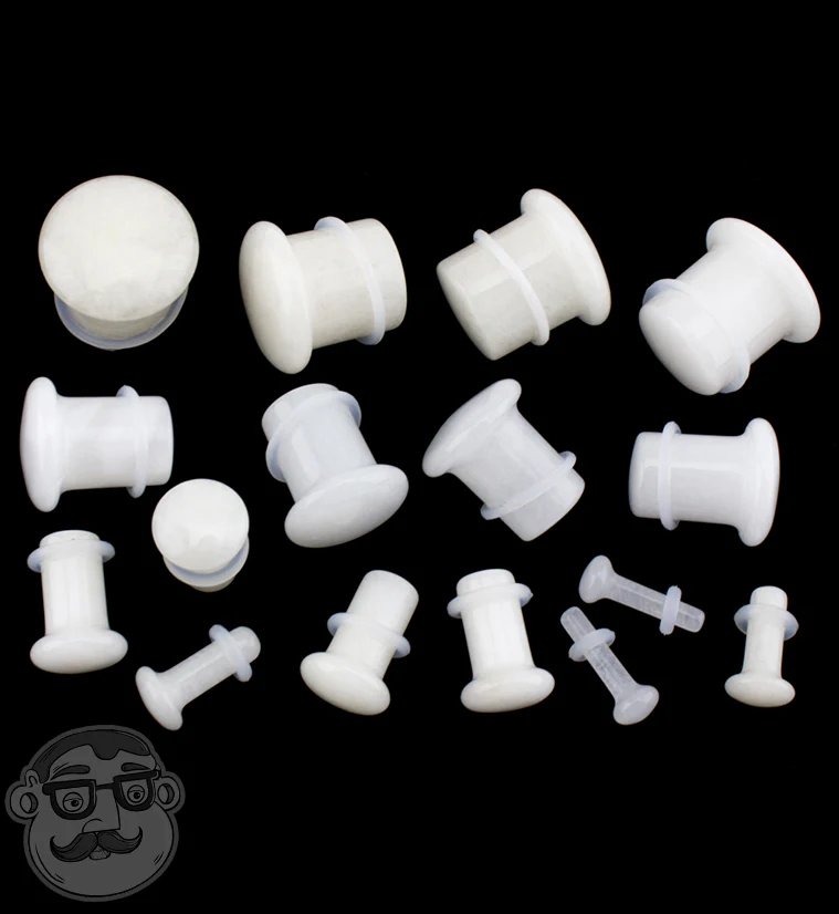 White Quartz Stone Plugs - Single Flare - Image 4