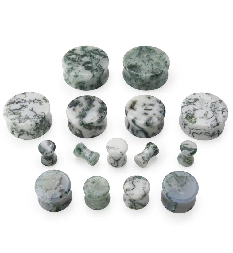 Winter Moss Agate Stone Plugs - Image 3