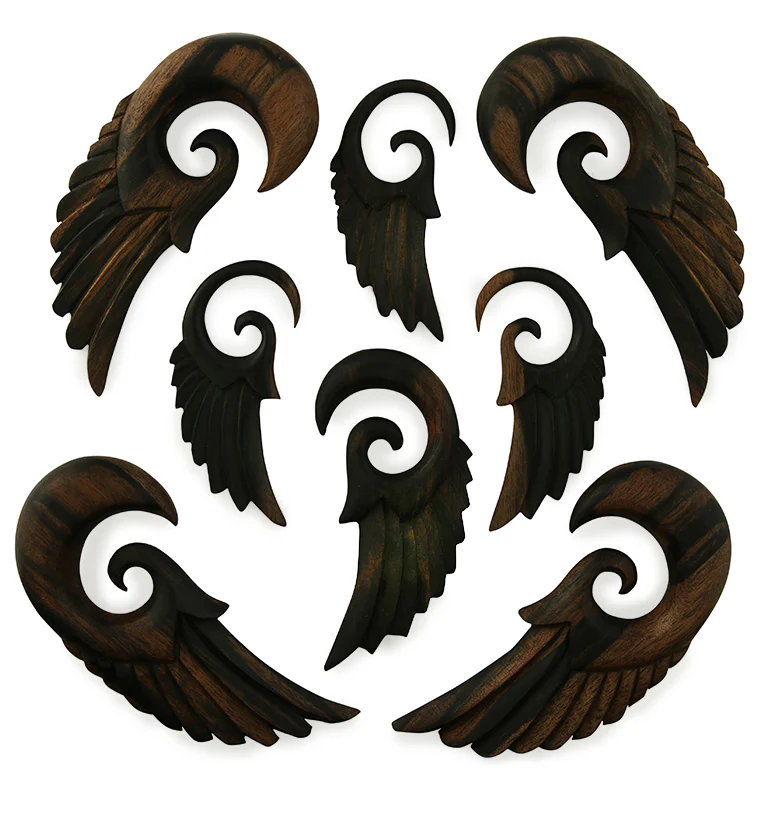 Wooden Feather Spiral Plugs - Image 3