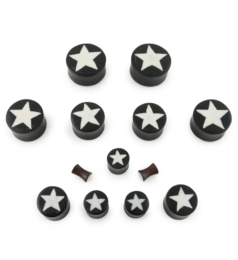 Wooden Plugs With White Star Inlay - Image 2