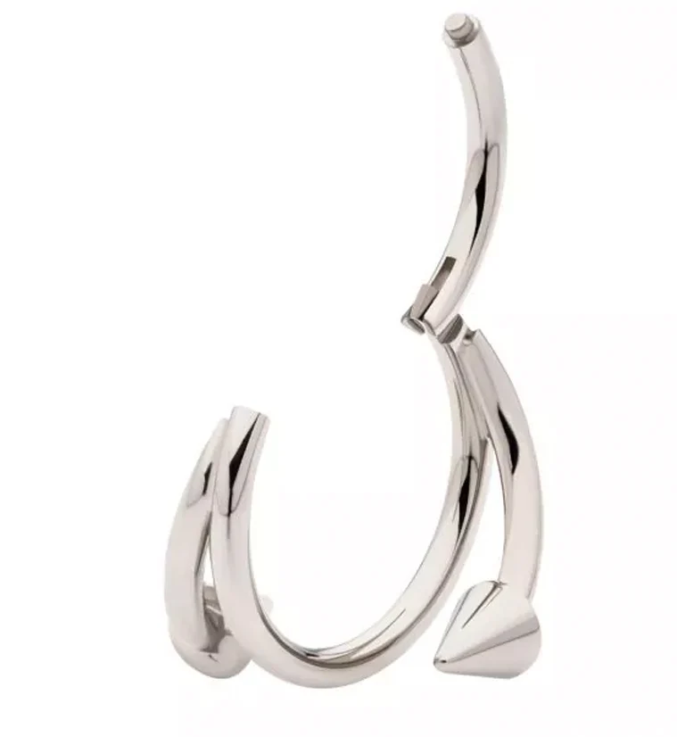 Wrap Double Spike Titanium Hinged Segment Ring - Image 3