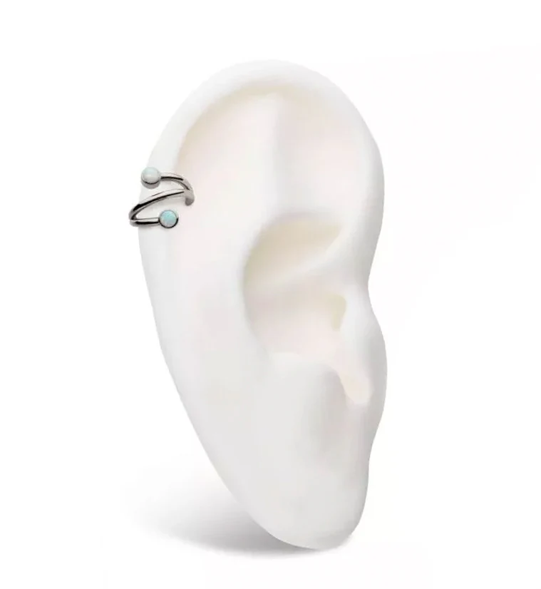 Wrap Double White Opalite Titanium Hinged Segment Ring - Image 2
