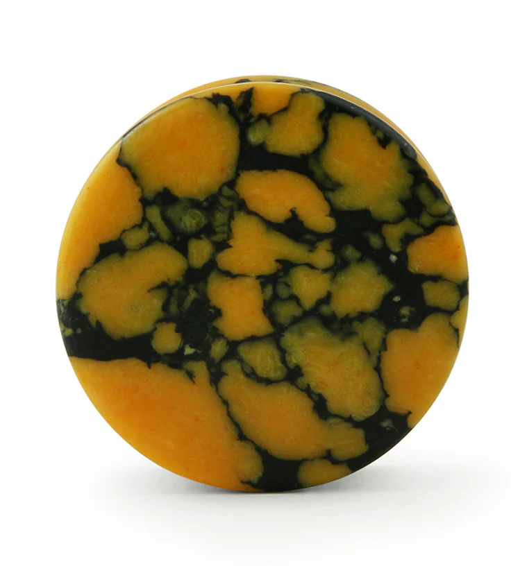 Yellow And Black Howlite Stone Plugs - Image 3